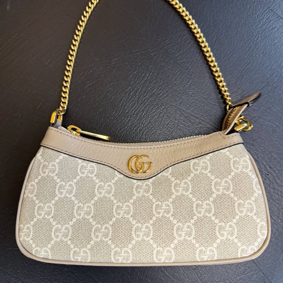 Gucci Ophidia mini bag in beige and white GG Supreme Leather & Canva handbag - Picture 2 of 12